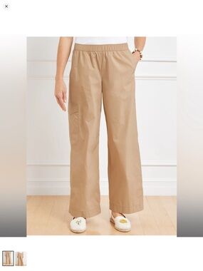 Talbots Wide-Leg Cargo Poplin Pants Beige Women’s Medium Petite
